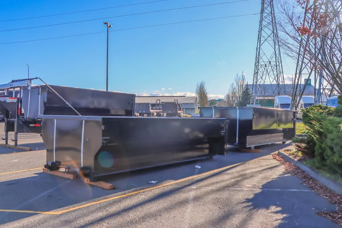 Roll-off dumpster ready for waste disposal at job site for 4 Yard Dumpster Rental in White City